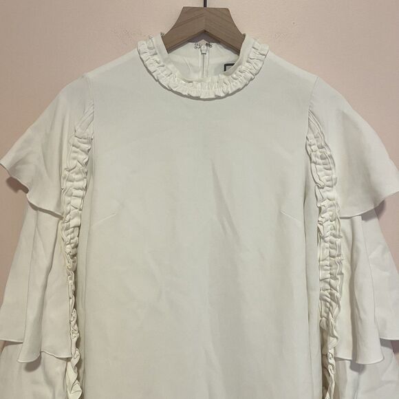 Alexis Marianne Tiered Bell-Sleeve Crepe Mini Dress Ivory Women's Size Small - Picture 10 of 10